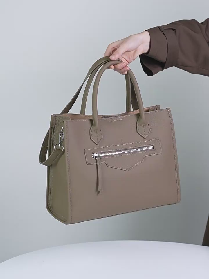Genuine Leather Crossbody Handheld Briefcase
