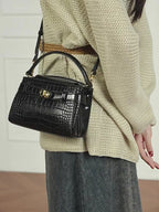 Genuine Leather Shoulder Crossbody Handbag Small Square Bag