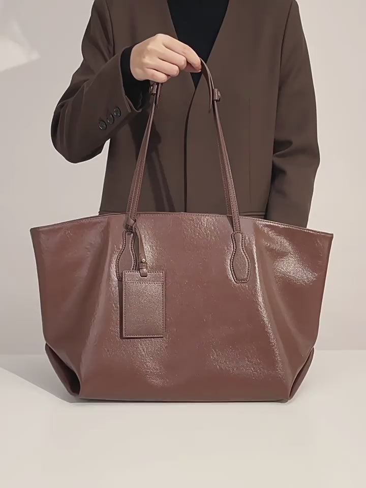 Vintage Genuine Leather Shoulder Tote Bag