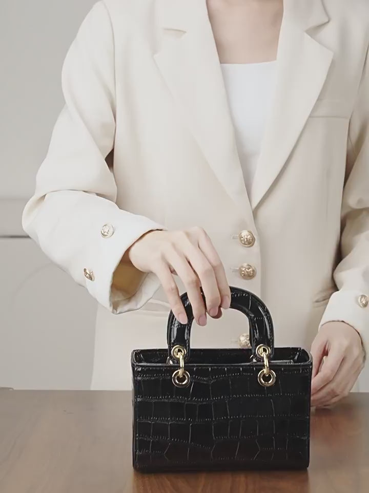 Genuine Leather Top-Handle Lady Dior Bag