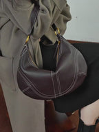 Vintage Genuine Leather Shoulder Dumpling Bag With Top Handles