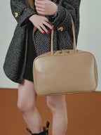 Genuine Leather Top-Handle Bowling Bag