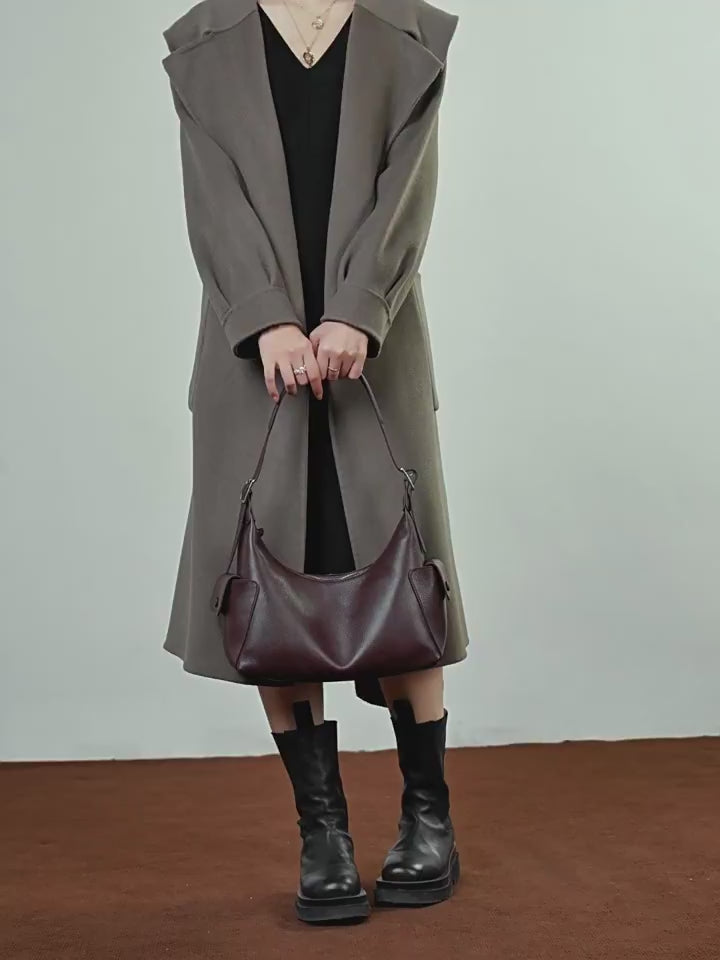 Genuine Leather Top-Handle Crossbody Tote Bag