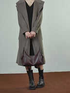 Genuine Leather Top-Handle Crossbody Tote Bag
