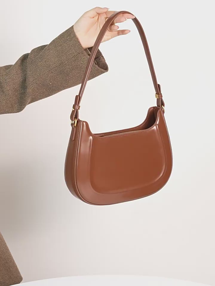 Genuine Leather Top-Handle Crossbody Saddle Bag