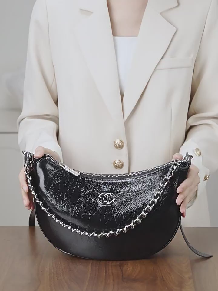 Genuine Leather Crossbody Handheld Dumpling Bag