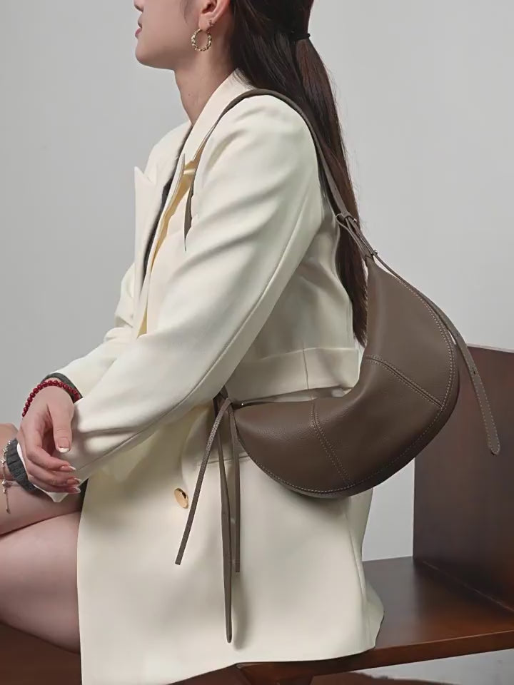 Commuter Genuine Leather Shoulder Crossbody Dumpling Bag