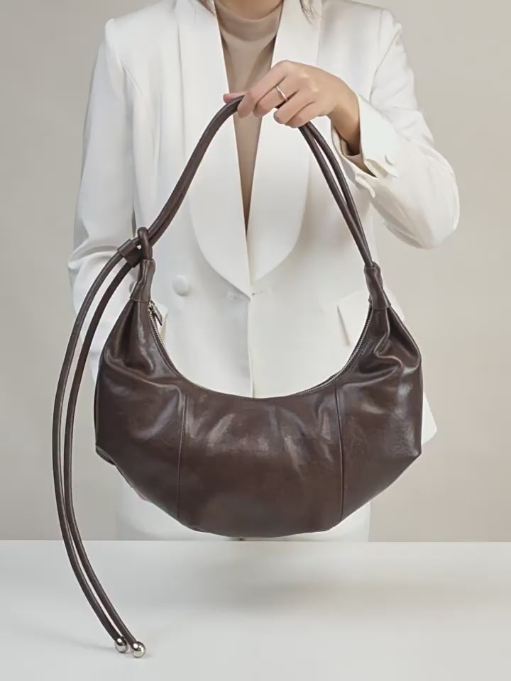 Genuine Leather Crossbody Handheld Dumpling Bag