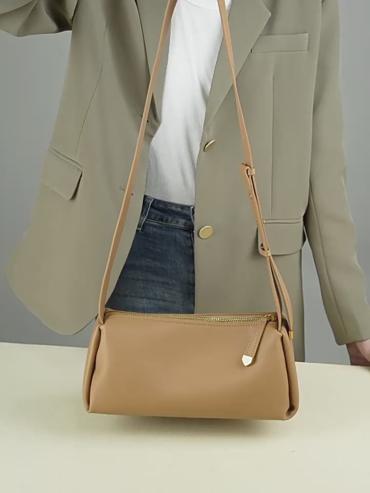 Genuine Leather Crossbody Baguette Bag