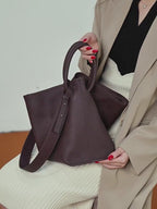 Commuter Genuine Leather Shoulder Crossbody Bucket Handbag