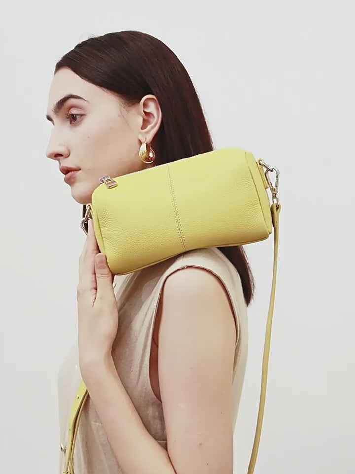 Genuine Leather Top-Handle Crossbody Small Square Bag