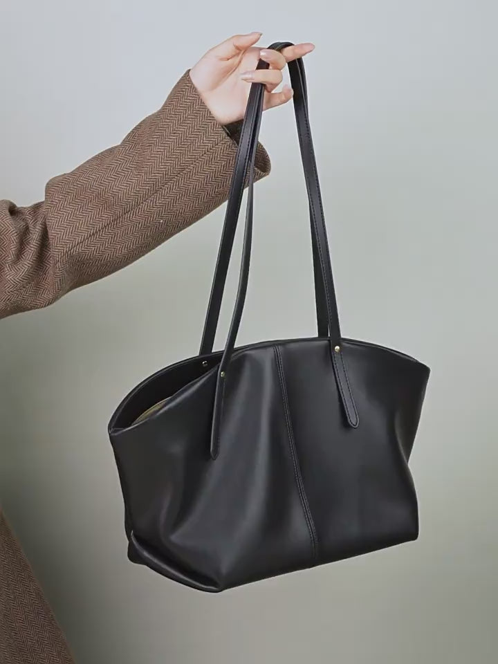 Genuine Leather Large Capacity Top-Handle Tote Bag
