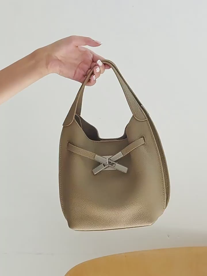 Genuine Leather Shoulder Crossbody Handbag Bucket Bag