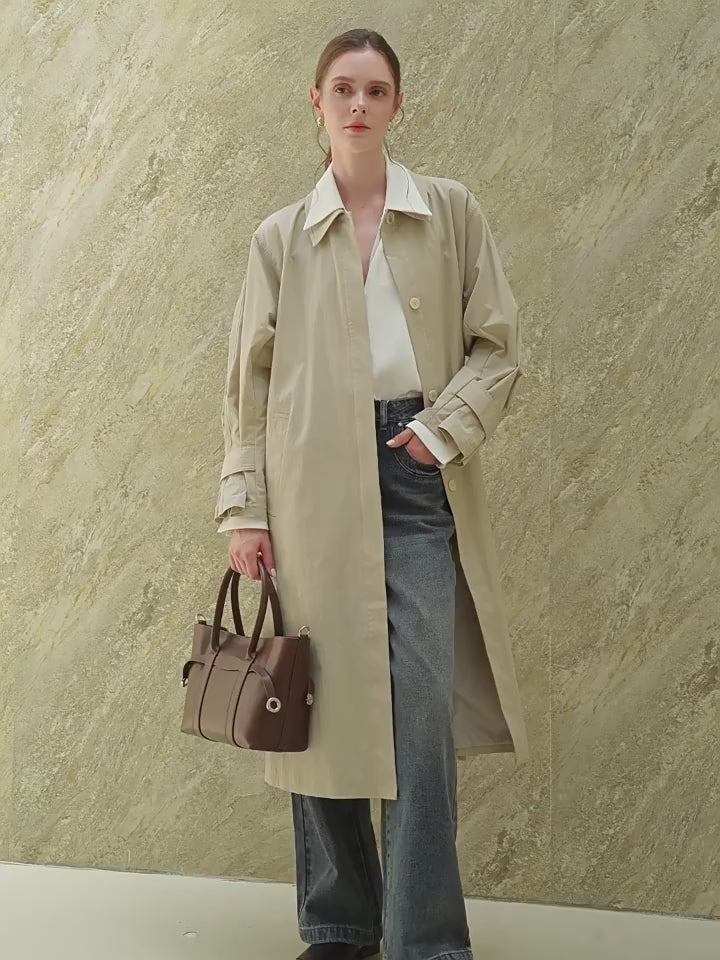 Genuine Leather Top-Handle Crossbody Tote Bag
