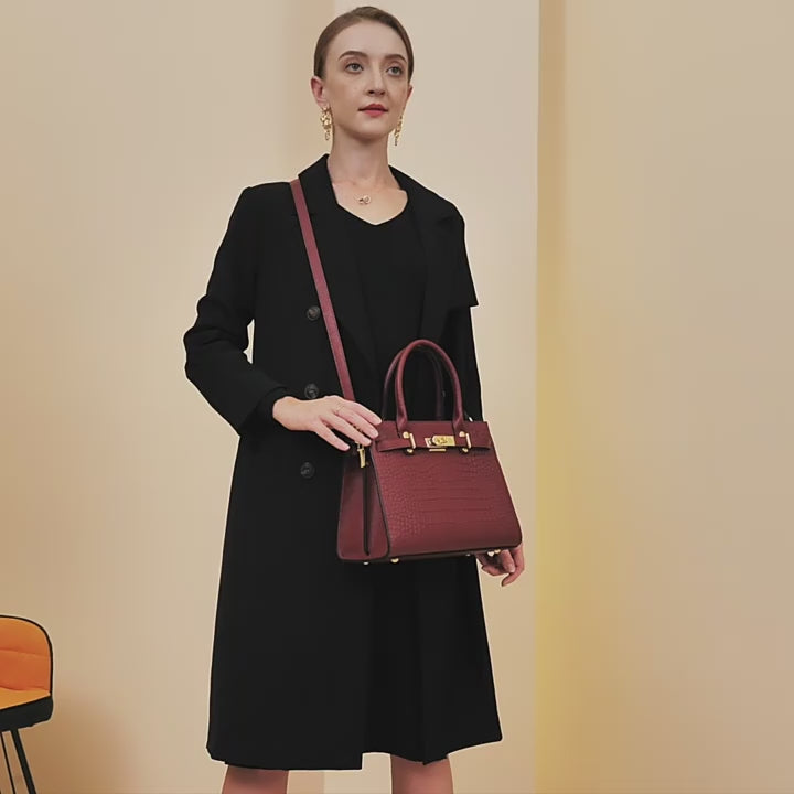 Fashionable Large Capacity Genuine Leather Top Handle Bag
