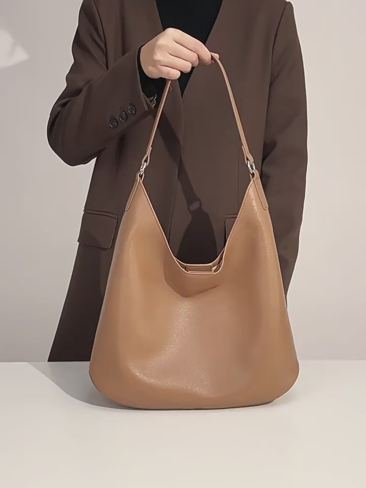 Large Capacity Genuine Leather Shoulder Crossbody Tote Bag