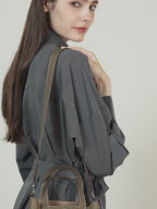 Minimalist Bucket Bag With Top Handles And Shoulder Strap