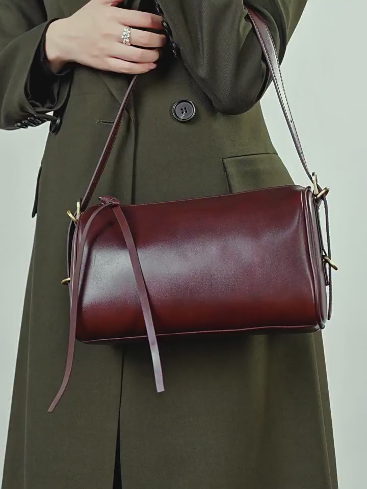 Genuine Leather Crossbody Handheld Pillow Bag