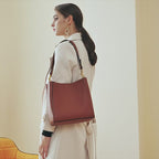 Vintage Genuine Leather Shoulder Top Handle Bucket Bag