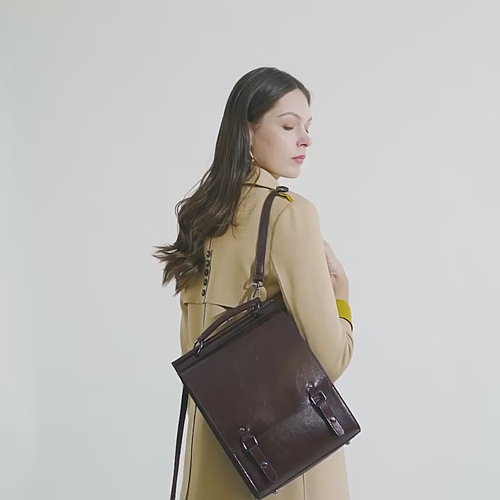 Vintage Preppy Genuine Leather Backpack
