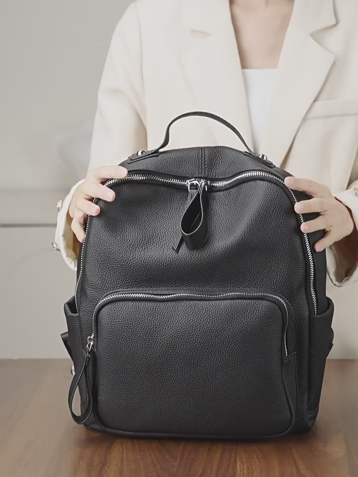 Large Capacity Genuine Leather Laptop Backpack