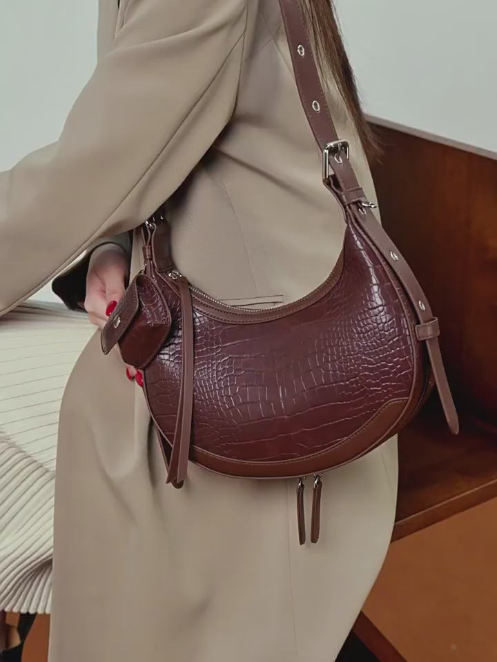 High-End Shoulder Crossbody Crescent Bag