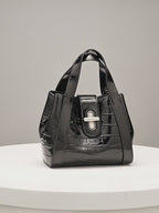 Genuine Leather Top-Handle Crossbody Tote Bag