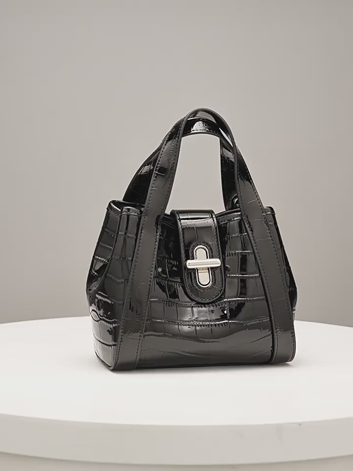 Genuine Leather Top-Handle Crossbody Tote Bag