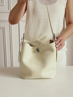 Genuine Leather Crossbody Handheld Bucket Bag